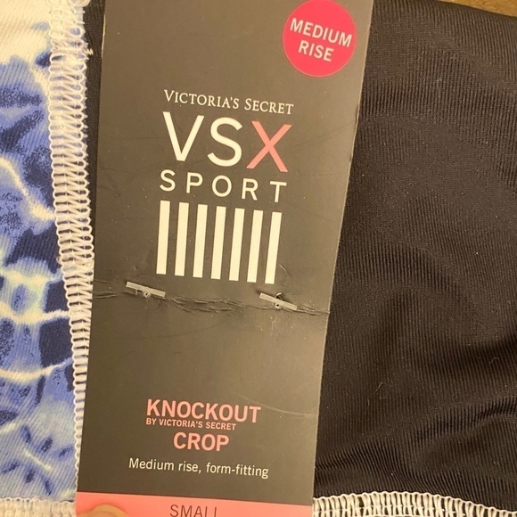 Victoria’s Secret NWT Knockout Crop Leggings Tie Dye Blue & Black Size Small - Picture 6 of 8